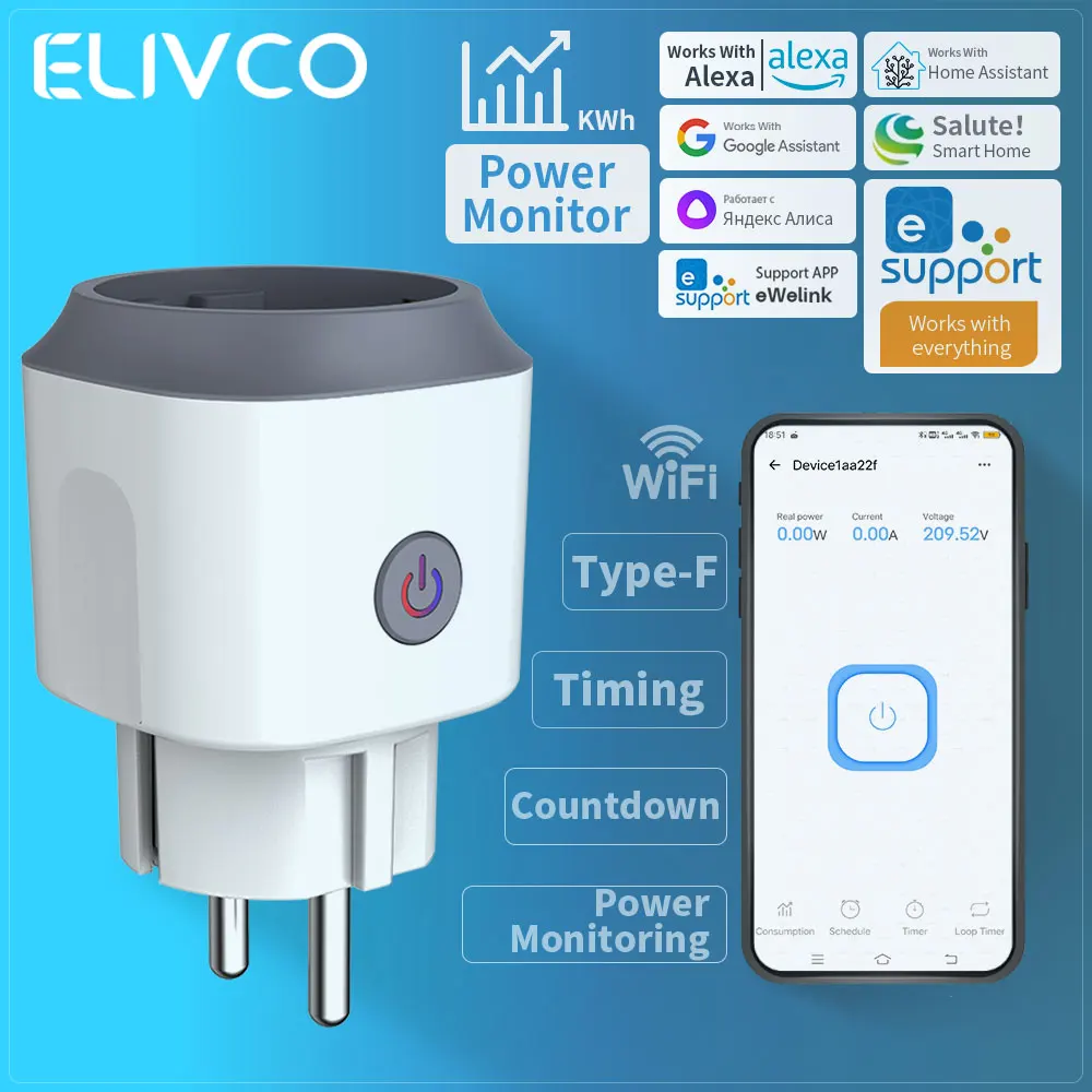 eWelink Smart Plug 16A WiFi Socket With Timing/Countdown/Power Monitoring Supports Google Assistant/Alexa/Alice/Salute
eWelink Smart Plug 16A WiFi Socket With Timing/Countdown/Power Monitoring Supports Google Assistant/Alexa/Alice/Salute