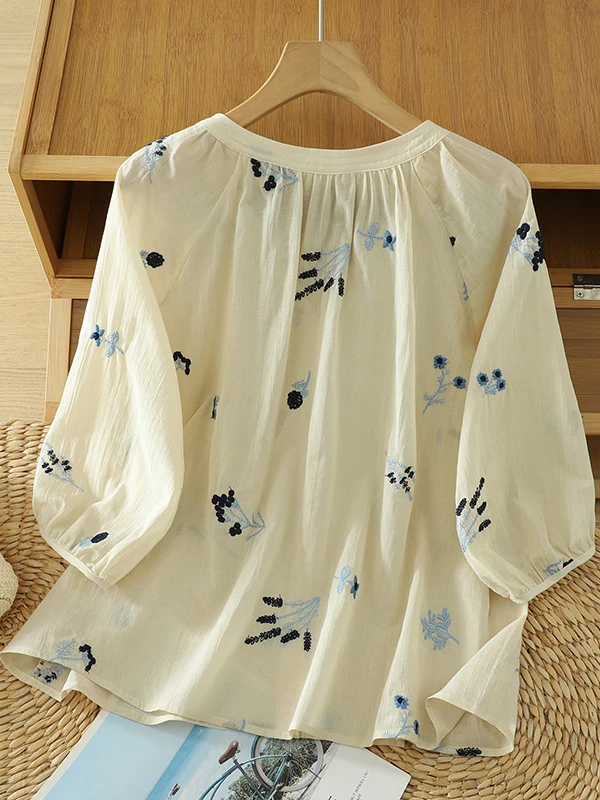 Ele Вышитый ort Sve Женский свободный крой в Корейском стиле Sle Летний модный топ Повседневный ветер irt 
Ele Вышитый ort Sve Женский свободный крой в Корейском стиле Sle Летний модный топ Повседневный ветер irt