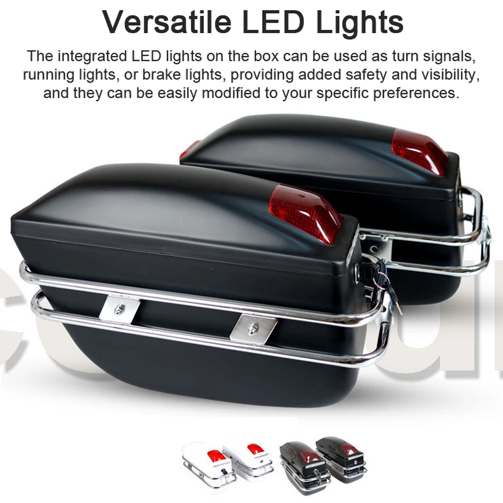 1 Pair Motorcycle Hard Saddlebags Universal Side Storage Box Rear Trunk with Light & Lock
1 Pair Motorcycle Hard Saddlebags Universal Side Storage Box Rear Trunk with Light & Lock