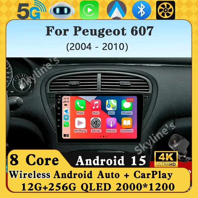 Android 15 Carplay Car Radio For Peugeot 607 2004 2005 - 2010 Navigation GPS Multimedia Player stereo BT wifi+4G SIM Auto 2 DIN
Android 15 Carplay Car Radio For Peugeot 607 2004 2005 - 2010 Navigation GPS Multimedia Player stereo BT wifi+4G SIM Auto 2 DIN
