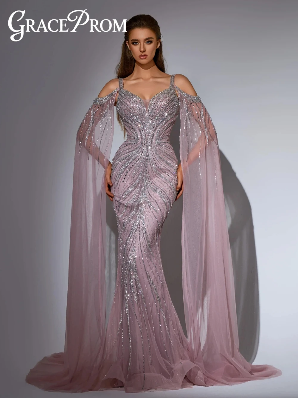 Dazzling Luxury Beaded Mermaid Long Evening Dress Graceful Cape Sleeve Wedding Party Gown New Customized Stunning Prom Dresses
Dazzling Luxury Beaded Mermaid Long Evening Dress Graceful Cape Sleeve Wedding Party Gown New Customized Stunning Prom Dresses