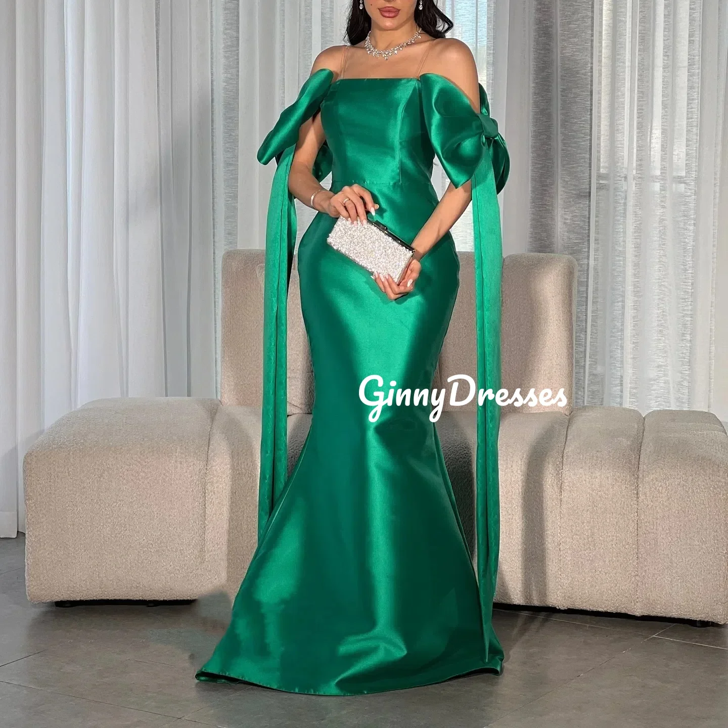 Customized Evening Dress Mermaid Off-The-Shoulder Neckline Floor-Length Ruffle Zipper Up Luxury Dresses Short Sleeves Elegant
Customized Evening Dress Mermaid Off-The-Shoulder Neckline Floor-Length Ruffle Zipper Up Luxury Dresses Short Sleeves Elegant