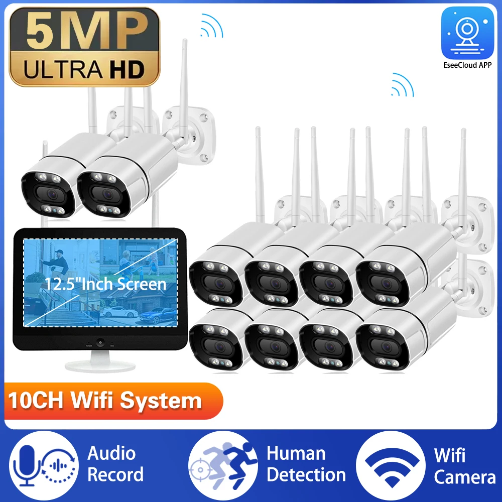 5MP 12.5Inch 10CH Wireless NVR Kit With Screen 2-Audio Outdoor WIFI IP Security Camera Video Surveillance CCTV System Smart Home
5MP 12.5Inch 10CH Wireless NVR Kit With Screen 2-Audio Outdoor WIFI IP Security Camera Video Surveillance CCTV System Smart Home