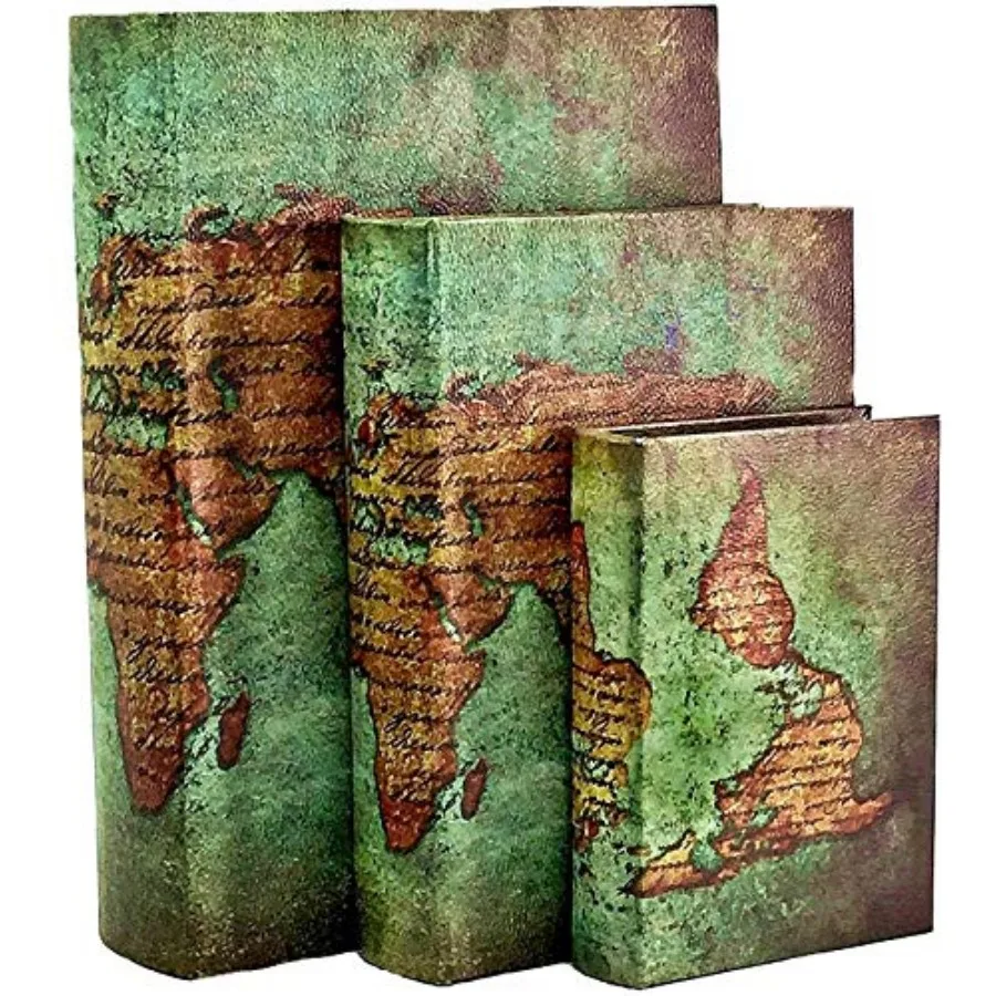 28007 Decorative Book Boxes World Map Pattern Vintage Bookends Invisible Secret Storage Box Set of 3 Magnetic Cover Faux Leathe
28007 Decorative Book Boxes World Map Pattern Vintage Bookends Invisible Secret Storage Box Set of 3 Magnetic Cover Faux Leathe