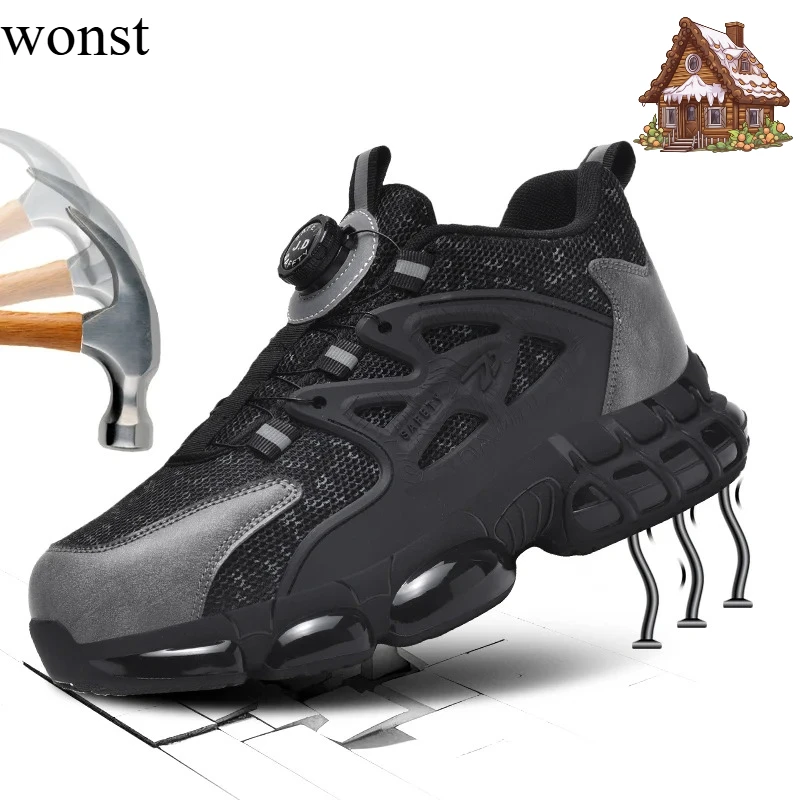 2025Safety Shoes For Men Steel Toe Anti-Puncture Men's Work Shoes Slip Resistant Reinforced Sole Rotating Button Fashion Sneaker
2025Safety Shoes For Men Steel Toe Anti-Puncture Men's Work Shoes Slip Resistant Reinforced Sole Rotating Button Fashion Sneaker