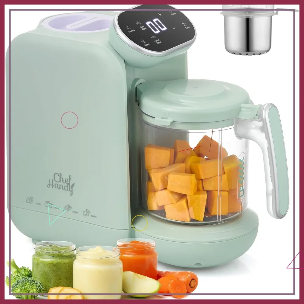 5-in-1 Baby Food Maker: Steamer, Blender & Processor with Stainless Steel Basket, BPA-Free, 6 Pouches, Green
5-in-1 Baby Food Maker: Steamer, Blender & Processor with Stainless Steel Basket, BPA-Free, 6 Pouches, Green