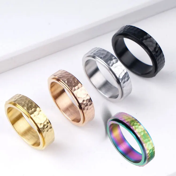 5pcs/set Rotatable Stainless Steel Emotion Rings Men Fashion Black Gold Irregular Hammered Pattern Spinner Rings for Anxiety
5pcs/set Rotatable Stainless Steel Emotion Rings Men Fashion Black Gold Irregular Hammered Pattern Spinner Rings for Anxiety