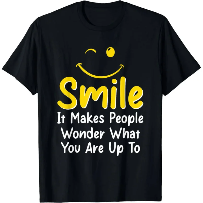 Футболка мужская с надписью Smile It заставляет людей удивиться, что вы делаете, новая футболка, простая футболка для людей, женская одежда, топы, женская одежда
Футболка мужская с надписью Smile It заставляет людей удивиться, что вы делаете, новая футболка, простая футболка для людей, женская одежда, топы, женская одежда