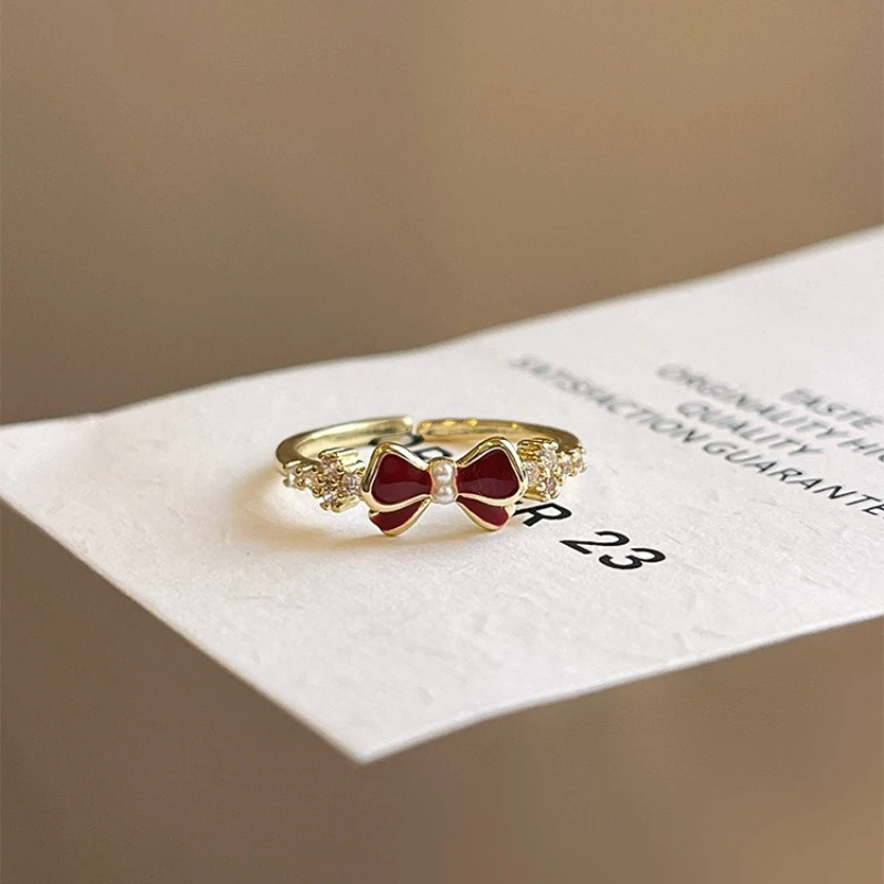 Red Bow Ring For Women Minimalist Luxury Versatile High-end Style Open Adjustable Fashion Finger Jewelry
Red Bow Ring For Women Minimalist Luxury Versatile High-end Style Open Adjustable Fashion Finger Jewelry