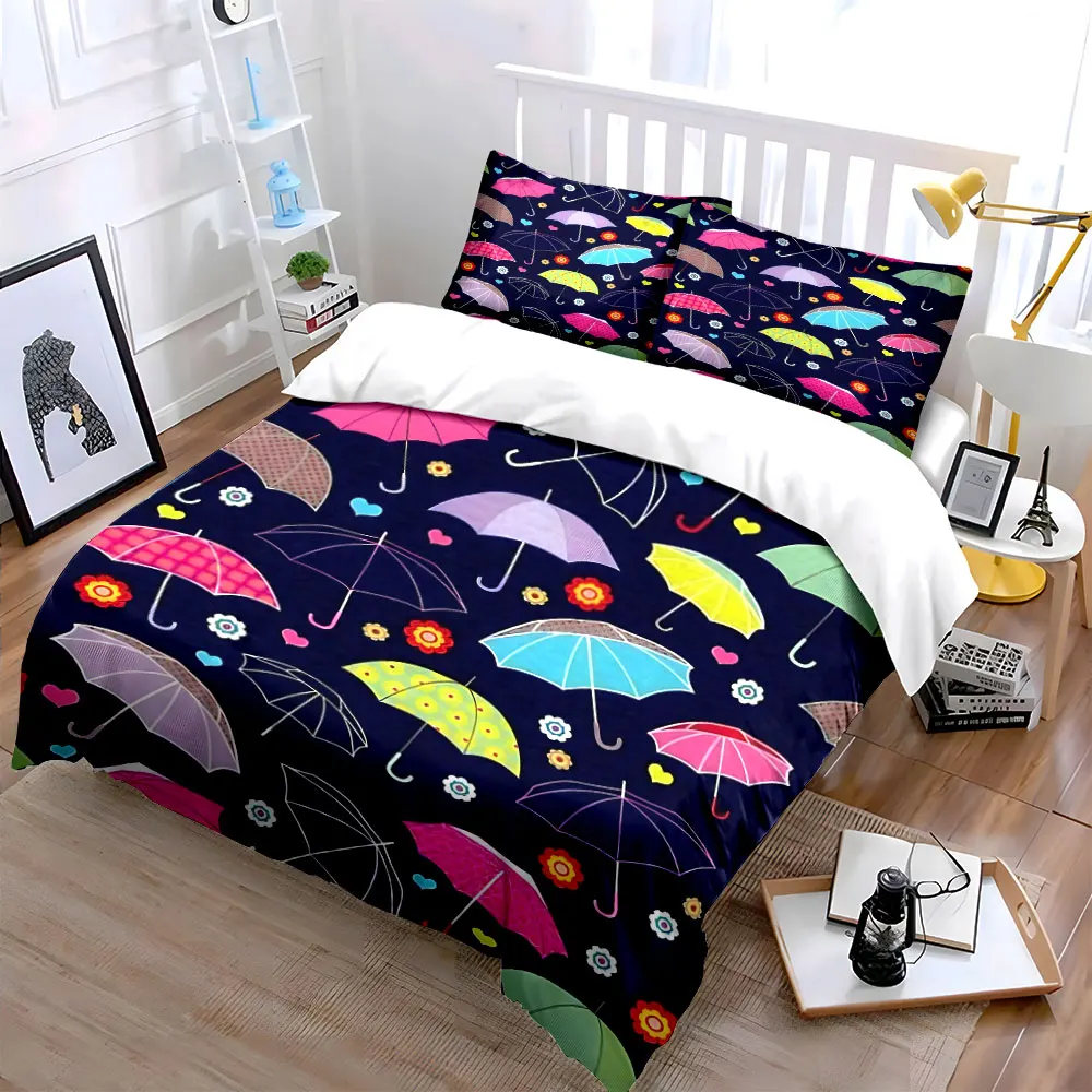 Colorful Umbrella Pattern Set Soft Skin-Friendly Bedding Set Includes 1 Duvet Cover And 2 Pillowcase, Gift
Colorful Umbrella Pattern Set Soft Skin-Friendly Bedding Set Includes 1 Duvet Cover And 2 Pillowcase, Gift
