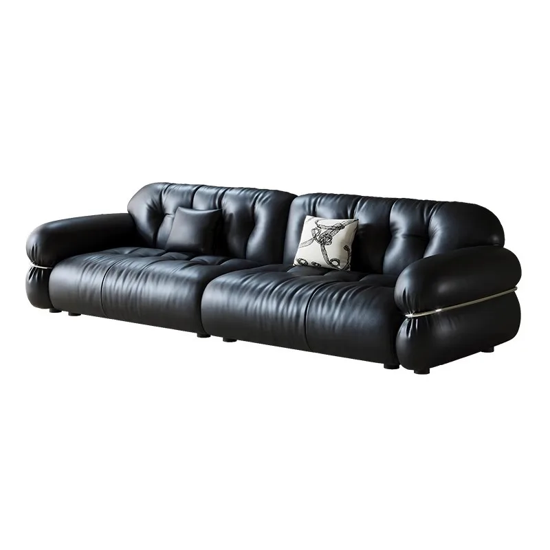 Italian medieval leather sofa living room straight row three brown sugar cloud sofa French retro black steel ring sofa
Italian medieval leather sofa living room straight row three brown sugar cloud sofa French retro black steel ring sofa