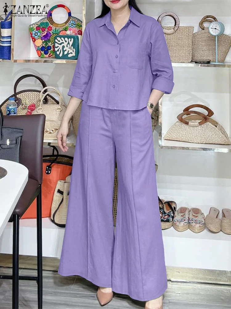 ZANZEA 2PCS Outfits Fashion Long Sleeve Blouse Trousers Suit Spring Women Matching Sets Casual Solid OL Work Tracksuits Oversize
ZANZEA 2PCS Outfits Fashion Long Sleeve Blouse Trousers Suit Spring Women Matching Sets Casual Solid OL Work Tracksuits Oversize