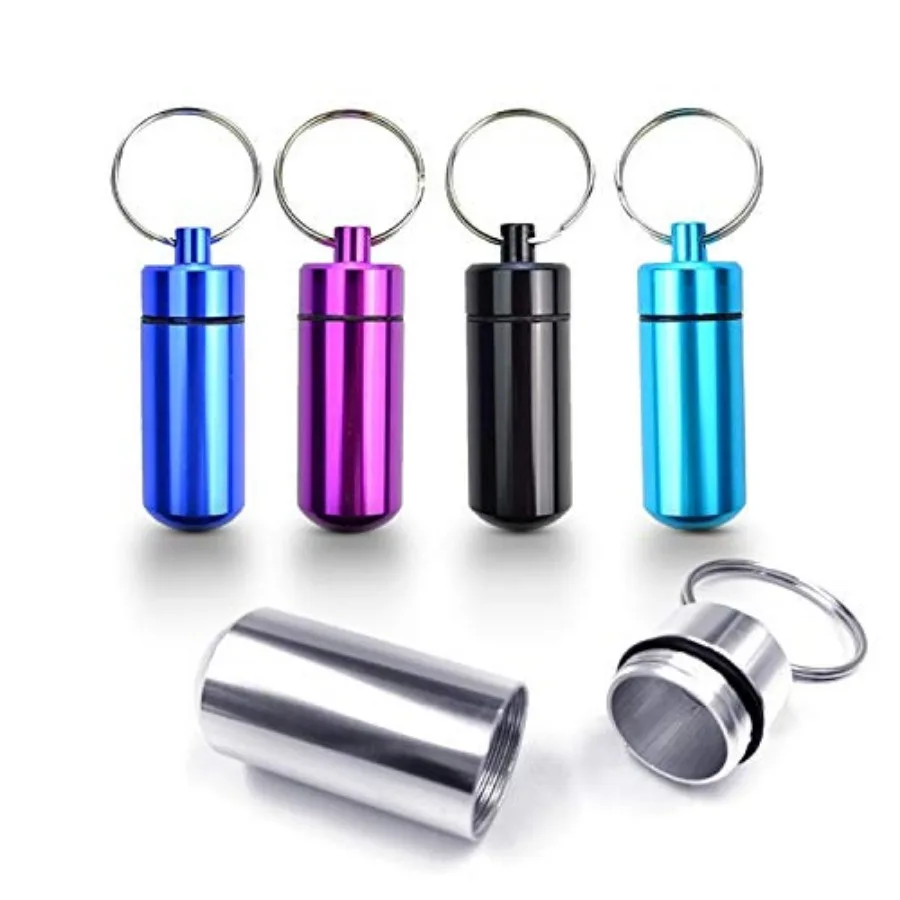 - 5 Pack Keychain Pill Holder, Waterproof Mini Aluminum Pill Case, Portable Travel Medicine Container, Food-Grade and Pocket-Si
- 5 Pack Keychain Pill Holder, Waterproof Mini Aluminum Pill Case, Portable Travel Medicine Container, Food-Grade and Pocket-Si