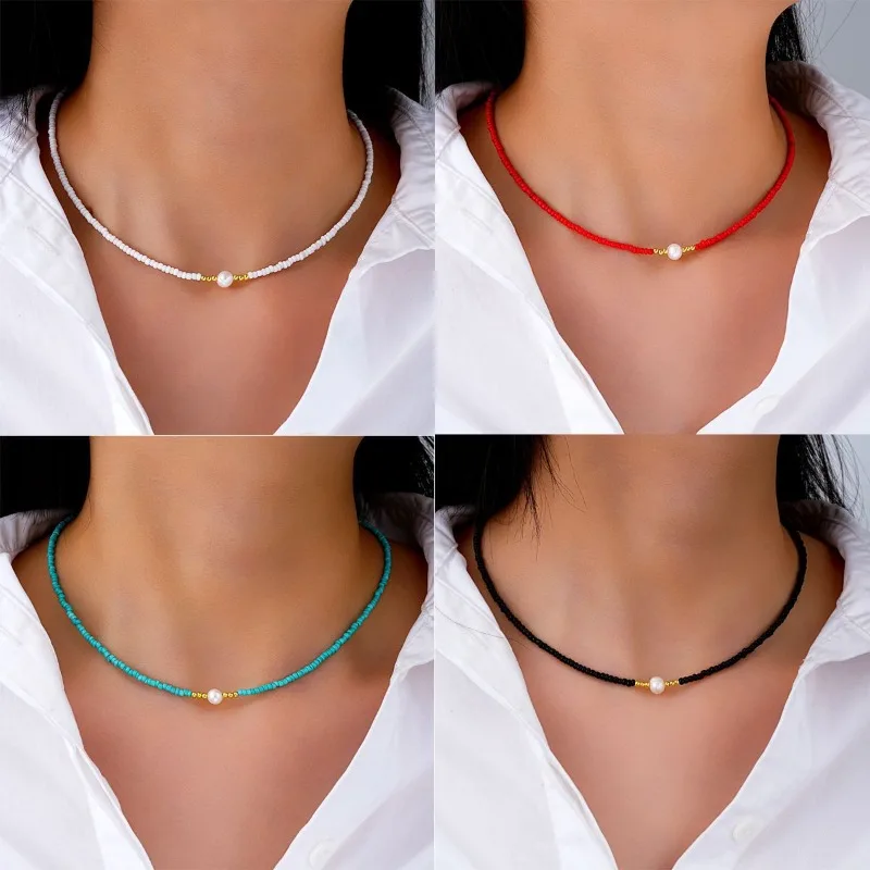 Hot-selling Bohemian style pearl rice bead woven necklace women's fashion simple light luxury temperament necklace wholesale
Hot-selling Bohemian style pearl rice bead woven necklace women's fashion simple light luxury temperament necklace wholesale