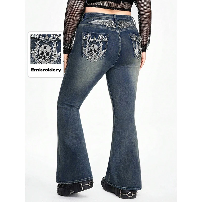 Big Size Girls Punk Y2K Designer Flared Jeans Lady Chic Embroidery High Waist Trousers Women Retro Classic Thin Denim Pants
Big Size Girls Punk Y2K Designer Flared Jeans Lady Chic Embroidery High Waist Trousers Women Retro Classic Thin Denim Pants