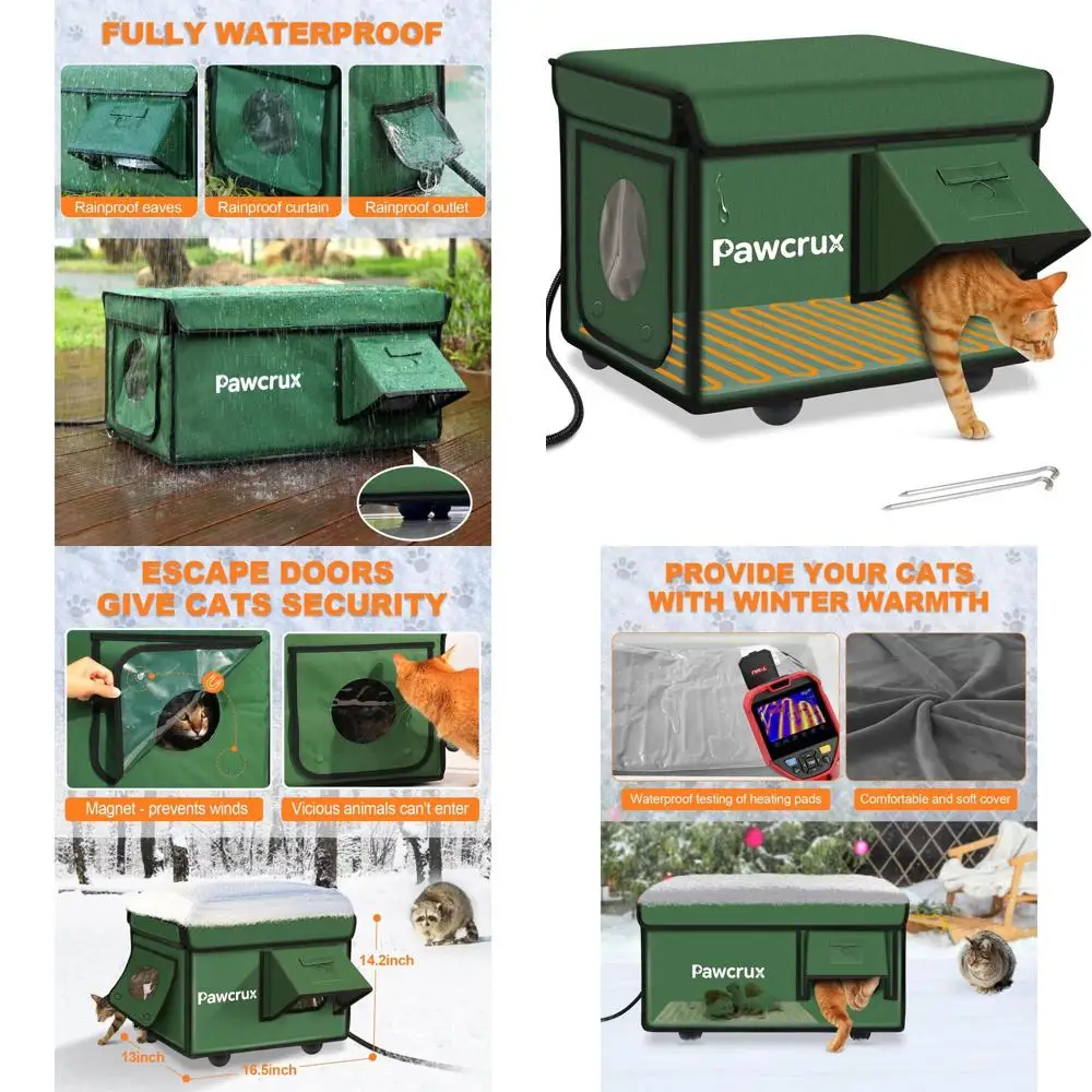 Уличный зимний изолированный кошачий домик с грелкой и безопасным входом для бродячих кошек
Уличный зимний изолированный кошачий домик с грелкой и безопасным входом для бродячих кошек