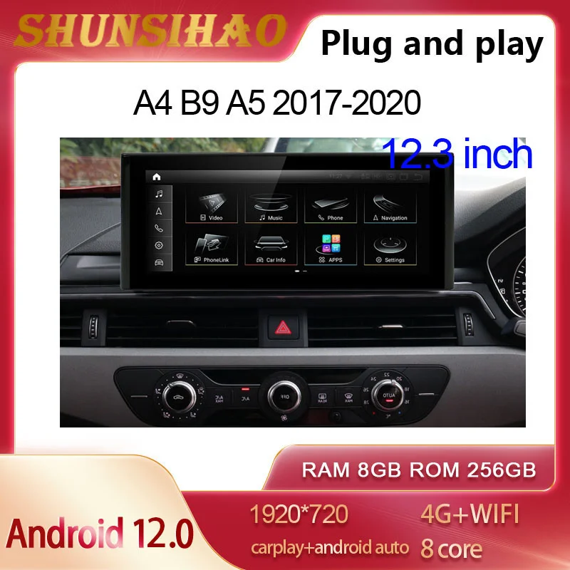 Автомагнитола ShunSihao android 12 для 12,3 дюймового RHD A4 A5 B9 2017-2021, головное устройство, стерео carplay 8 + 256
Автомагнитола ShunSihao android 12 для 12,3 дюймового RHD A4 A5 B9 2017-2021, головное устройство, стерео carplay 8 + 256