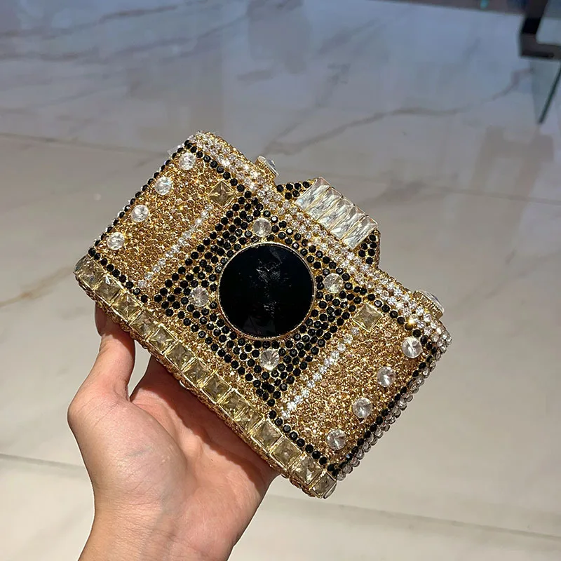 Camera Shaped Diamond Purse Brand Large Stone Evening handbag Rhinestone Clutch Bags with Long Chain Party Metal Bags
Camera Shaped Diamond Purse Brand Large Stone Evening handbag Rhinestone Clutch Bags with Long Chain Party Metal Bags