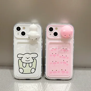 강아지 분말 돼지에 적합한 카드 가방, 애플 13, 아이폰 15, 프로맥스, 14 핀치블, 11, 12 풀 패키지, 낙하 방지, 13 프로, 12 프로, 귀여운 신제품