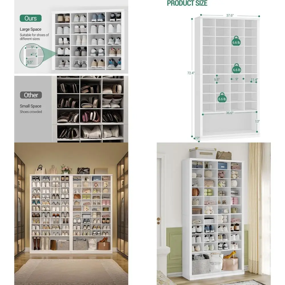White 40-44 Pair Tall Wooden Shoe Storage Cabinet with Cubby for Entryway and Bedroom
White 40-44 Pair Tall Wooden Shoe Storage Cabinet with Cubby for Entryway and Bedroom