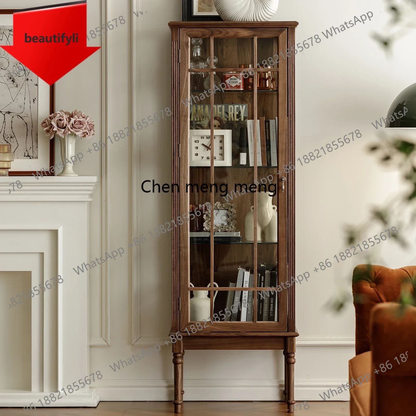Q181 North American black walnut wine cabinet American retro windshield display cabinet French living room high cabinet
Q181 North American black walnut wine cabinet American retro windshield display cabinet French living room high cabinet