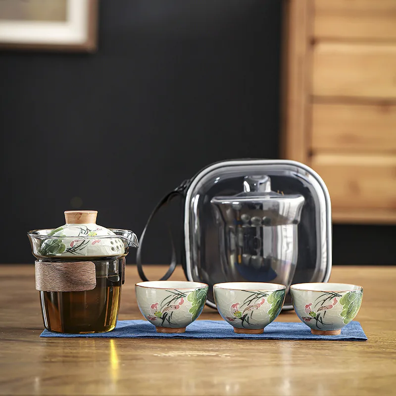 Underglaze Color Hand-painted Ge Kiln Opening Glaze Tea Tray Tea Cup Household Outdoor Travel Portable Tea Set
Underglaze Color Hand-painted Ge Kiln Opening Glaze Tea Tray Tea Cup Household Outdoor Travel Portable Tea Set