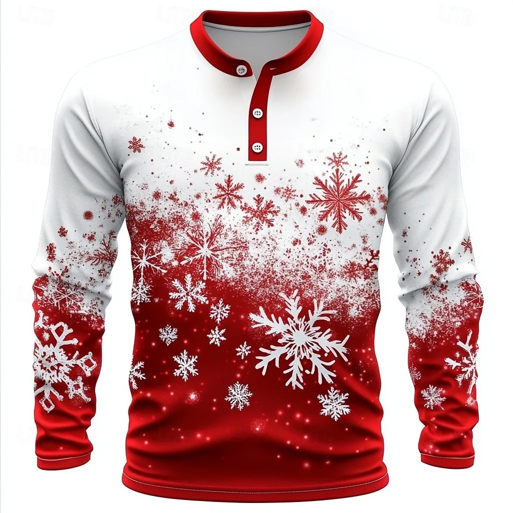 Men's Christmas Snowflakes Henley Shirt Long Sleeve Fashion Cute Daily Casual Holiday Going out Spring Fall Red Henley T-Shirt
Men's Christmas Snowflakes Henley Shirt Long Sleeve Fashion Cute Daily Casual Holiday Going out Spring Fall Red Henley T-Shirt