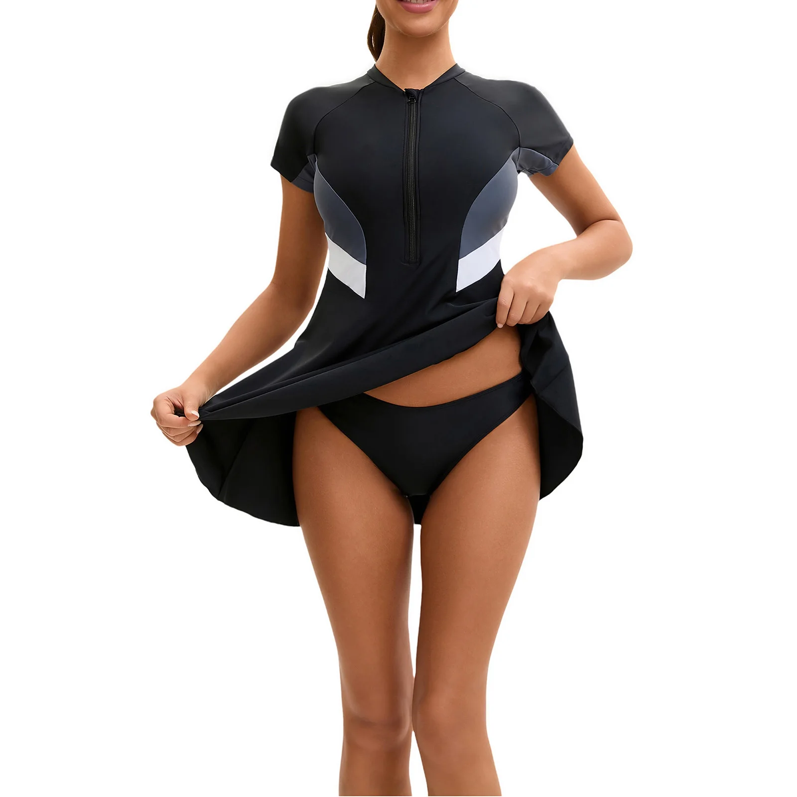 Women Swim Bathing Dress Short Sleeve Wireless Padded Swim Dress with Briefs for Swimming Bathing Surfing Holiday Vacation Beach
Women Swim Bathing Dress Short Sleeve Wireless Padded Swim Dress with Briefs for Swimming Bathing Surfing Holiday Vacation Beach