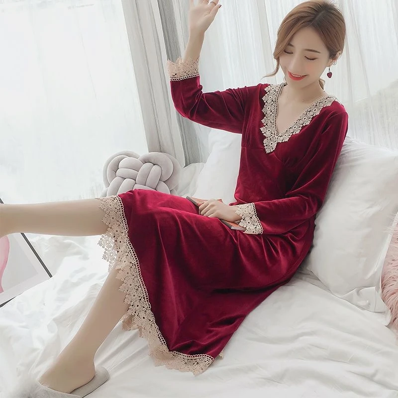 Plus Size5XLWomen'S Winter Nightgown, Gold , Korean , Skirt, Long Sleeve, Sexy, Luxurious, Velvet, Spring Style
Plus Size5XLWomen'S Winter Nightgown, Gold , Korean , Skirt, Long Sleeve, Sexy, Luxurious, Velvet, Spring Style