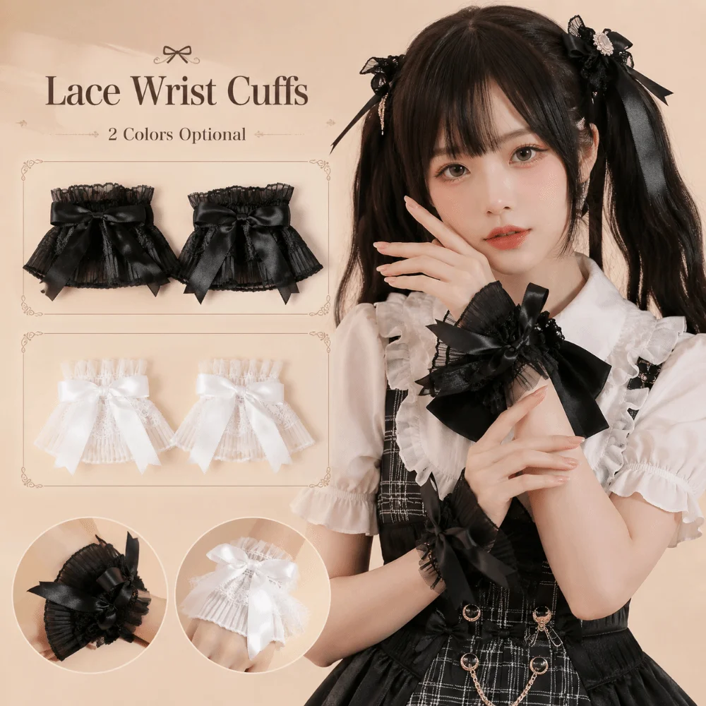 Fashion Pleated Ruched Detachable Cuffs Double Layer Elastic Bow Lace Wrist Cuffs Mesh Flower False Cuffs Cosplay Party
Fashion Pleated Ruched Detachable Cuffs Double Layer Elastic Bow Lace Wrist Cuffs Mesh Flower False Cuffs Cosplay Party