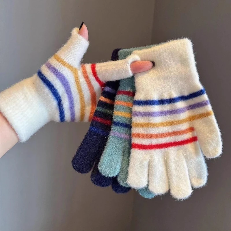 2024 Women Cute Rainbow Striped Knitted Winter Gloves Women Autumn Winter Warm Thick Touchscreen Skiing Outdoor Cycling Glove
2024 Women Cute Rainbow Striped Knitted Winter Gloves Women Autumn Winter Warm Thick Touchscreen Skiing Outdoor Cycling Glove