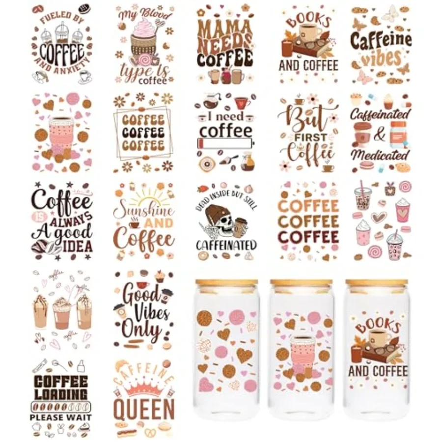 UV DTF Cup Wrap - 20pcs Coffee UV DTF Cup Sticker for Mug, Water Bottle, Glass, Coffee Vibes, Skull, Icecream, Book, Flower Des
UV DTF Cup Wrap - 20pcs Coffee UV DTF Cup Sticker for Mug, Water Bottle, Glass, Coffee Vibes, Skull, Icecream, Book, Flower Des