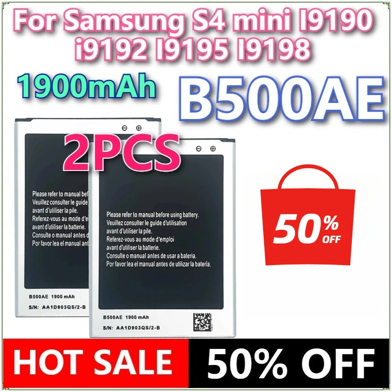 2 шт. новый аккумулятор для мобильного телефона B500AE 1900 мАч для Samsung S4 mini I9190 i9192 I9195 I9198, запасные аккумуляторы
2 шт. новый аккумулятор для мобильного телефона B500AE 1900 мАч для Samsung S4 mini I9190 i9192 I9195 I9198, запасные аккумуляторы