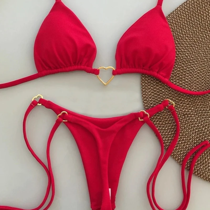 Sexy Halter Solid color Bikini Set Women's Swimsuit Two-piece Triangle Thong Swimwear Bathing Suit Brazilian Biquinis
Sexy Halter Solid color Bikini Set Women's Swimsuit Two-piece Triangle Thong Swimwear Bathing Suit Brazilian Biquinis