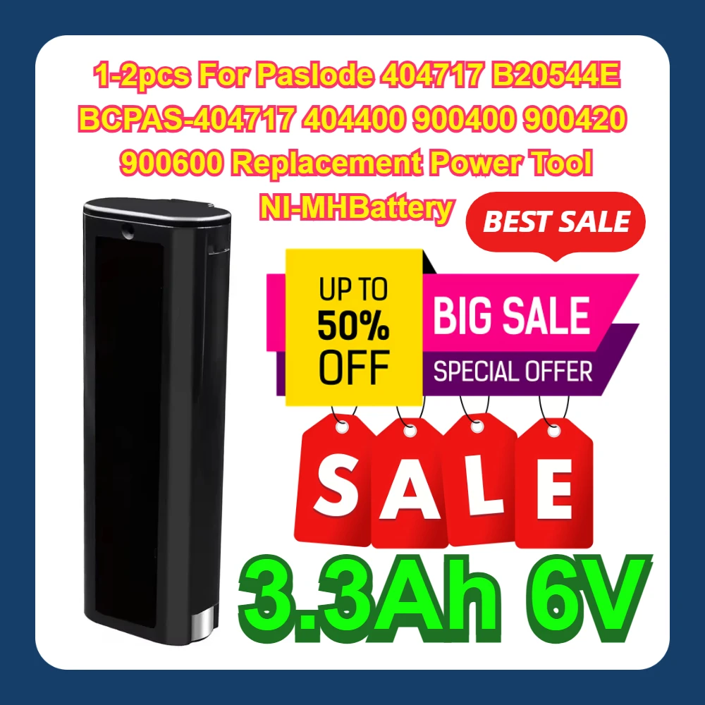 1-2pcs For Paslode 404717 B20544E BCPAS-404717 404400 900400 900420 900600 Replacement Power Tool NI-MH 3.3Ah 6VBatteryBattery
1-2pcs For Paslode 404717 B20544E BCPAS-404717 404400 900400 900420 900600 Replacement Power Tool NI-MH 3.3Ah 6VBatteryBattery