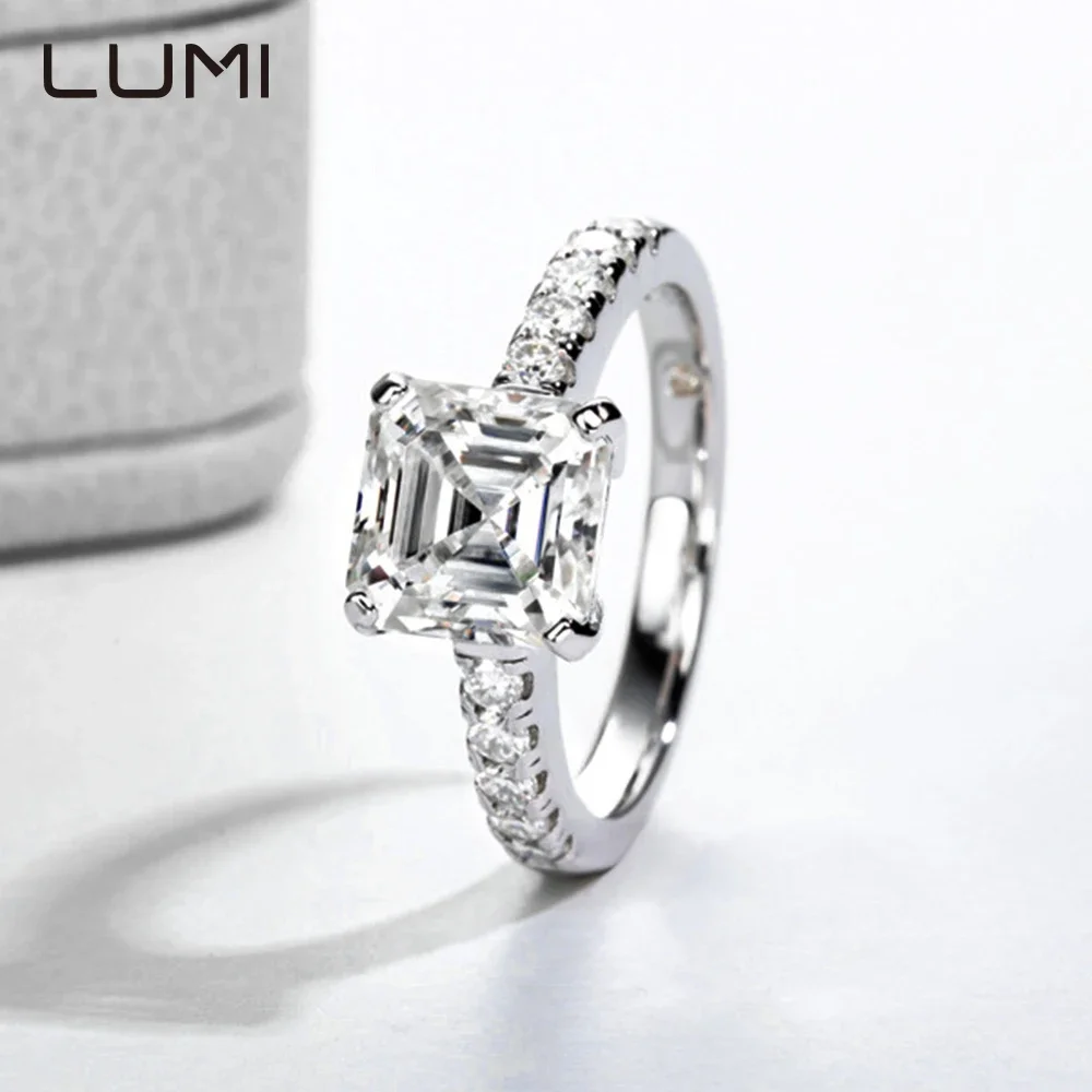 LUMI 3ct Asscher Cut Муассанит S925 Серебряное кольцо INS Стильные кольца для вечеринки, юбилея, подарок на день рождения, обручальные украшения
LUMI 3ct Asscher Cut Муассанит S925 Серебряное кольцо INS Стильные кольца для вечеринки, юбилея, подарок на день рождения, обручальные украшения