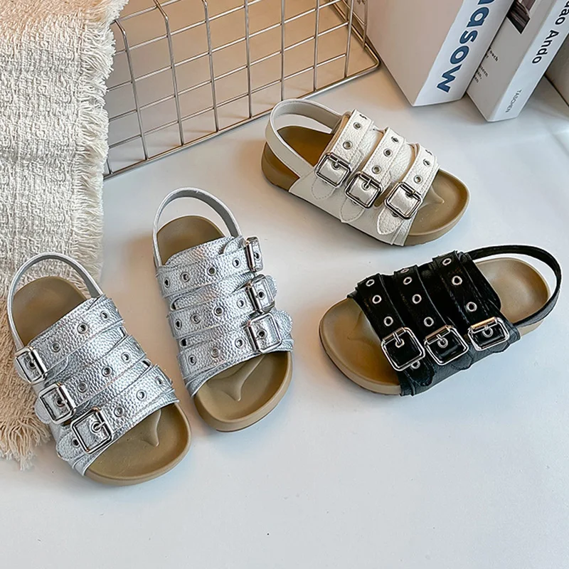 Buckle Solid Children Sandals PU Leather Hook Loop Boys Girls Fashion Beach Shoes New Summer Anti Slip Soft Sole Kids Sandals
Buckle Solid Children Sandals PU Leather Hook Loop Boys Girls Fashion Beach Shoes New Summer Anti Slip Soft Sole Kids Sandals