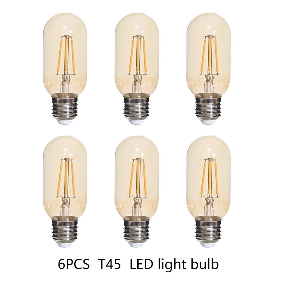 2700K Warm White T45 LED Edison Bulb E27 4W(40W Equivalent) Dimmable Vintage Filament Tubular Light Lamp 6 Pack for Home Decor
2700K Warm White T45 LED Edison Bulb E27 4W(40W Equivalent) Dimmable Vintage Filament Tubular Light Lamp 6 Pack for Home Decor