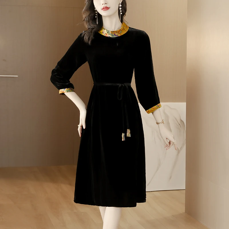 New Fashion Golden Velvet Mini Dress Women's Autumn/Winter Long Sleeve Loose Fit Casual Holiday Shirt Dress Vestidos
New Fashion Golden Velvet Mini Dress Women's Autumn/Winter Long Sleeve Loose Fit Casual Holiday Shirt Dress Vestidos