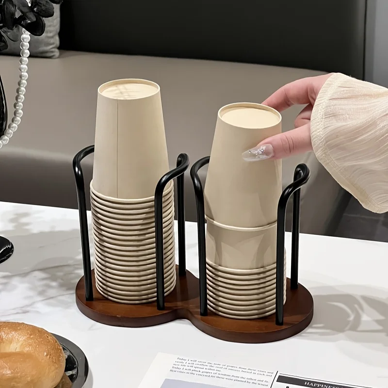 Disposable Cup Storage Holder Rack Shelf Water Cups Organizer Supplie Dispenser with Wood Mug Display Rack Desktop Decoration 
Disposable Cup Storage Holder Rack Shelf Water Cups Organizer Supplie Dispenser with Wood Mug Display Rack Desktop Decoration