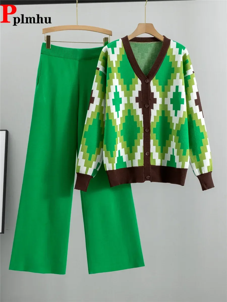 Корейский дизайн, вязаные комплекты из 2 предметов, повседневные спортивные штаны с высокой талией, женский трикотаж с v-образным вырезом и длинными рукавами, кардиган, топы, костюмы 
Корейский дизайн, вязаные комплекты из 2 предметов, повседневные спортивные штаны с высокой талией, женский трикотаж с v-образным вырезом и длинными рукавами, кардиган, топы, костюмы