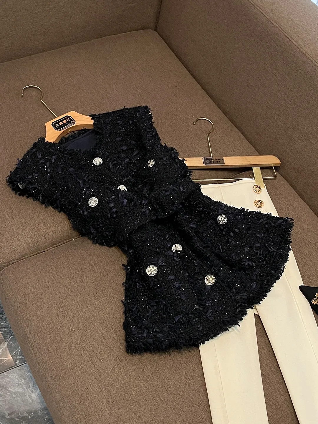 Ele Tassel Trim Quilted Vest Waist Cinched Faion Outerwear Long Tailored Lapel Color Luxury Small Fraance Sle
Ele Tassel Trim Quilted Vest Waist Cinched Faion Outerwear Long Tailored Lapel Color Luxury Small Fraance Sle