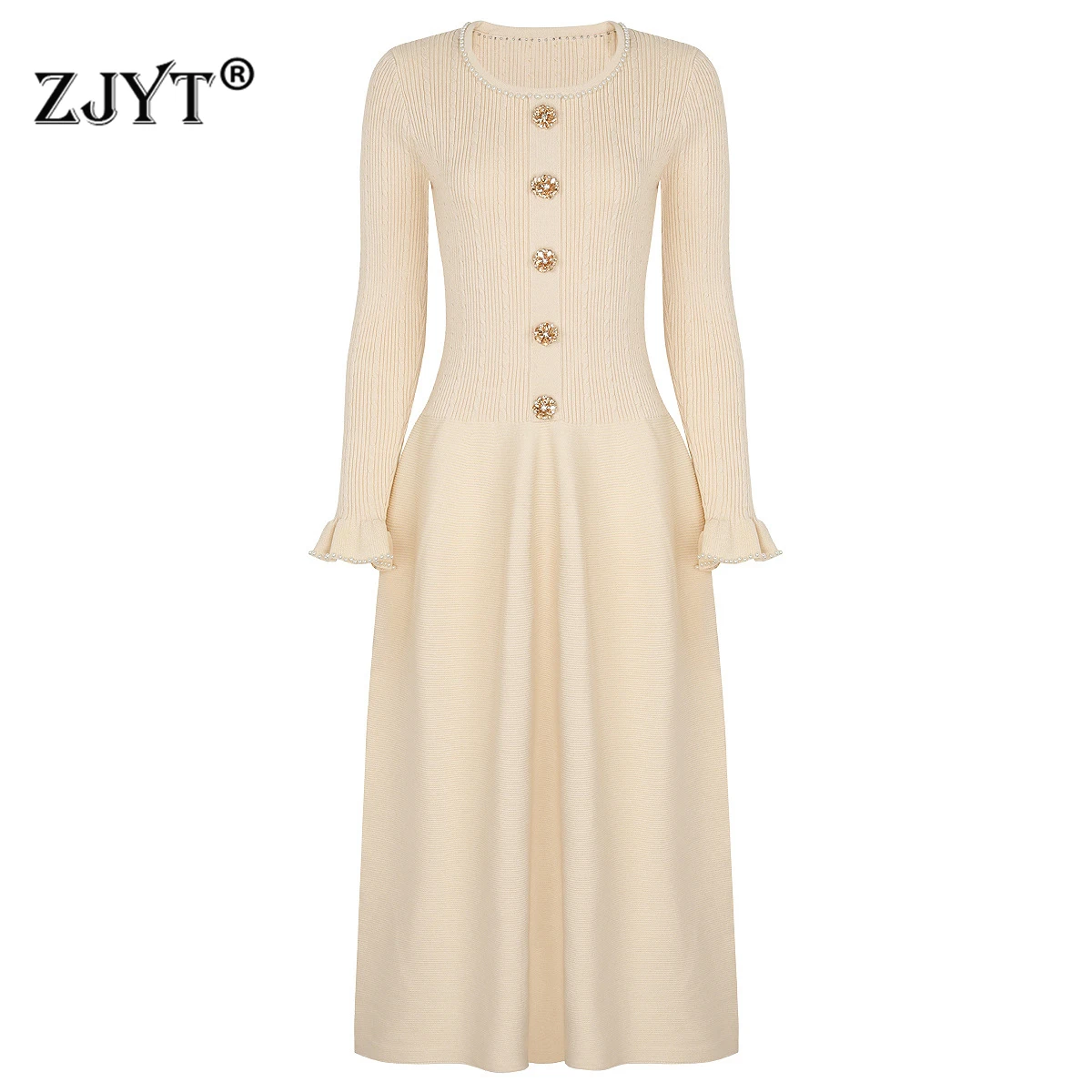 ZJYT женские вязаные платья-свитера с жемчугом и бисером, осень-зима, модное повседневное базовое платье миди с расклешенными рукавами, элегантное женское платье
ZJYT женские вязаные платья-свитера с жемчугом и бисером, осень-зима, модное повседневное базовое платье миди с расклешенными рукавами, элегантное женское платье