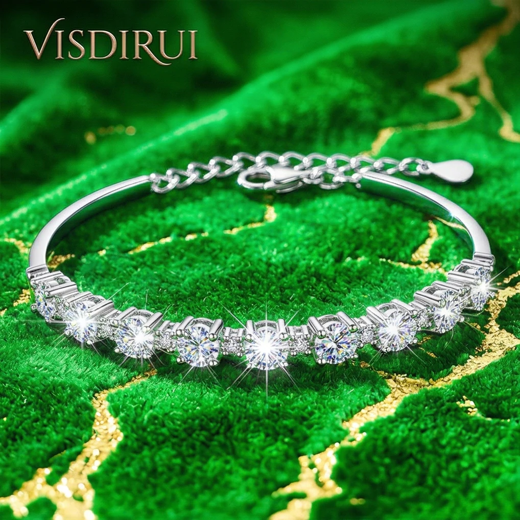 VISDIRUI 2.7ct D Color 9 Stone Moissanite Tennis Bracelet S925 Sterling Silver 4mm Fixed Length 19cm Fine Jewelry Gift Women
VISDIRUI 2.7ct D Color 9 Stone Moissanite Tennis Bracelet S925 Sterling Silver 4mm Fixed Length 19cm Fine Jewelry Gift Women