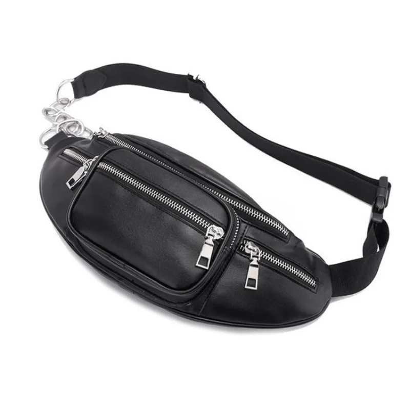 New Fashion Women's Waist Bag Sport Black PU Leather Chain Bag Multiple Pockets Fanny Pack Satchel Shoulder Messenger Bag Female
New Fashion Women's Waist Bag Sport Black PU Leather Chain Bag Multiple Pockets Fanny Pack Satchel Shoulder Messenger Bag Female