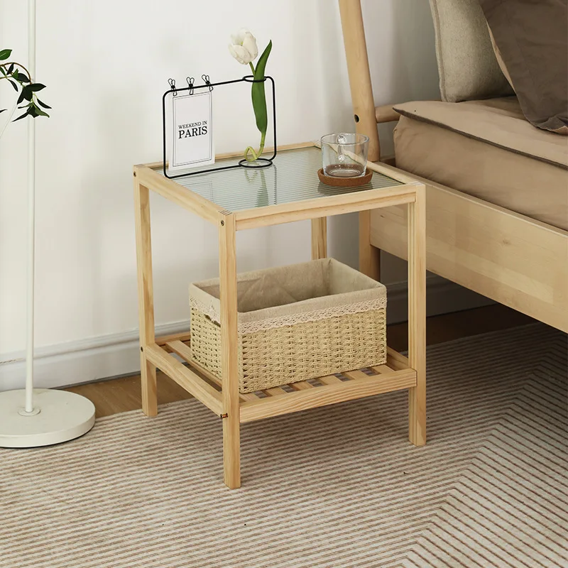 Solid wood tempered glass living room sofa edge few simple wooden two-layer bedroom bedside table bedside few
Solid wood tempered glass living room sofa edge few simple wooden two-layer bedroom bedside table bedside few