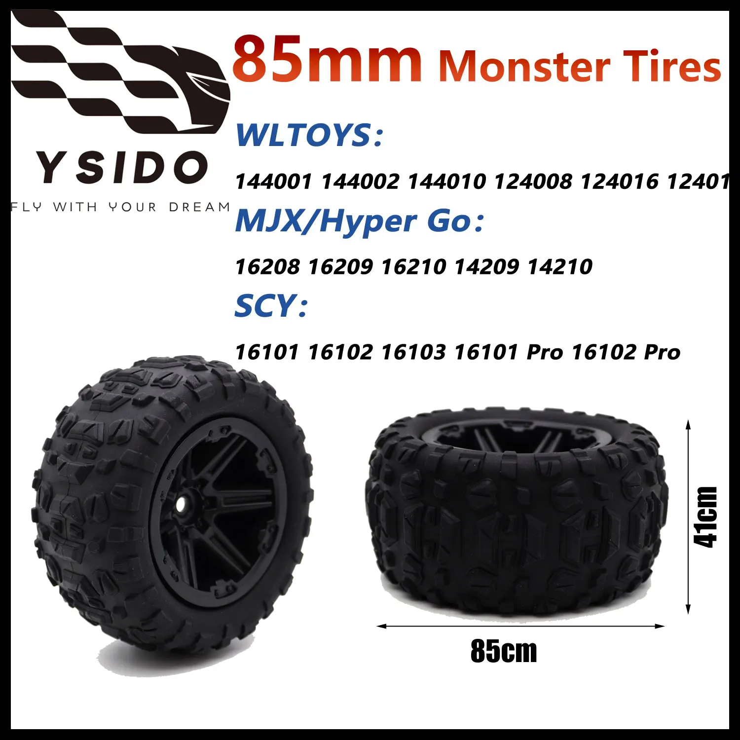 4 шт./упак. YSIDO 85 мм резиновые шины 12 мм шестигранные для 1/16 WLTOYS 144001 124018 SCY MJX Hyper Go RC Car Truck Monster Wheels Набор шин
4 шт./упак. YSIDO 85 мм резиновые шины 12 мм шестигранные для 1/16 WLTOYS 144001 124018 SCY MJX Hyper Go RC Car Truck Monster Wheels Набор шин