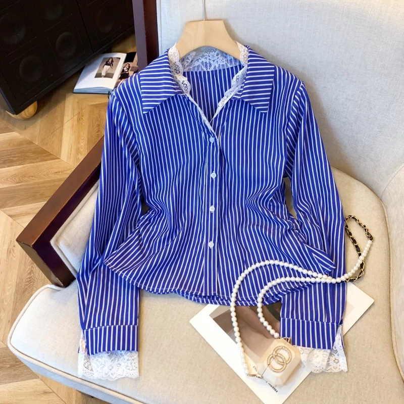 Women's Blue Striped Shirts and Blouses Y2k Vintage Harajuku 2000s Oversize Long Sleeve Office Ladies Shirt Fashion Clothes 2025
Women's Blue Striped Shirts and Blouses Y2k Vintage Harajuku 2000s Oversize Long Sleeve Office Ladies Shirt Fashion Clothes 2025