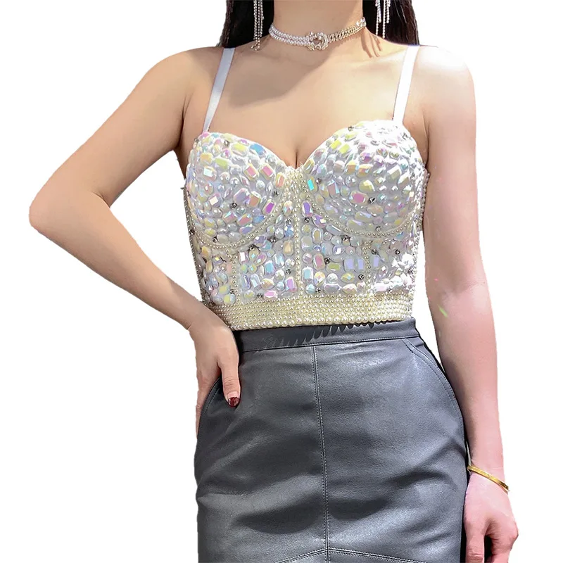 Colorful Stone Corset Women Bead Work Padded Crop Tops Women Sequined Women's White Underwear dis5
Colorful Stone Corset Women Bead Work Padded Crop Tops Women Sequined Women's White Underwear dis5