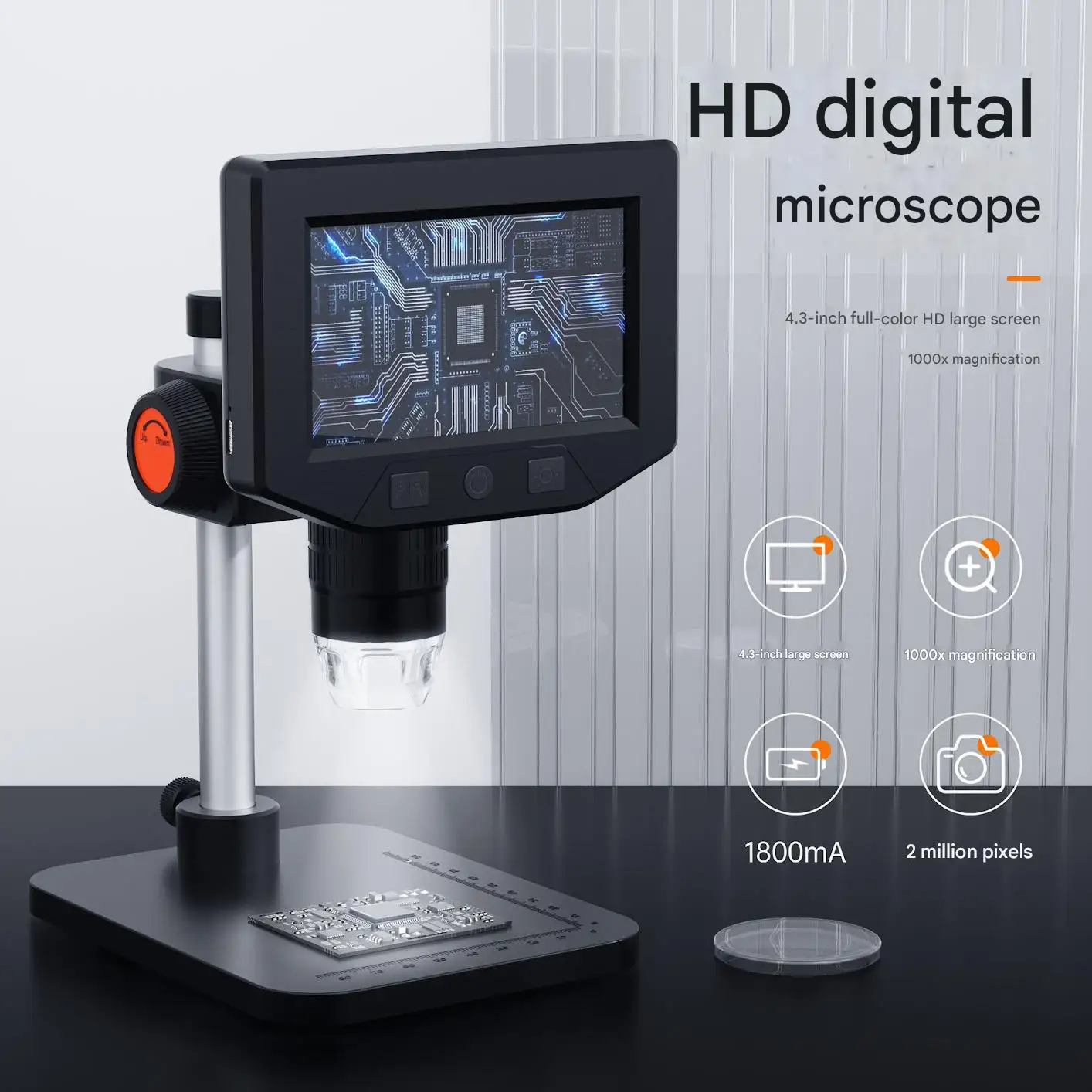 High-definition electronic digital microscope with screen, high-power maintenance and convenient magnifying glass
High-definition electronic digital microscope with screen, high-power maintenance and convenient magnifying glass